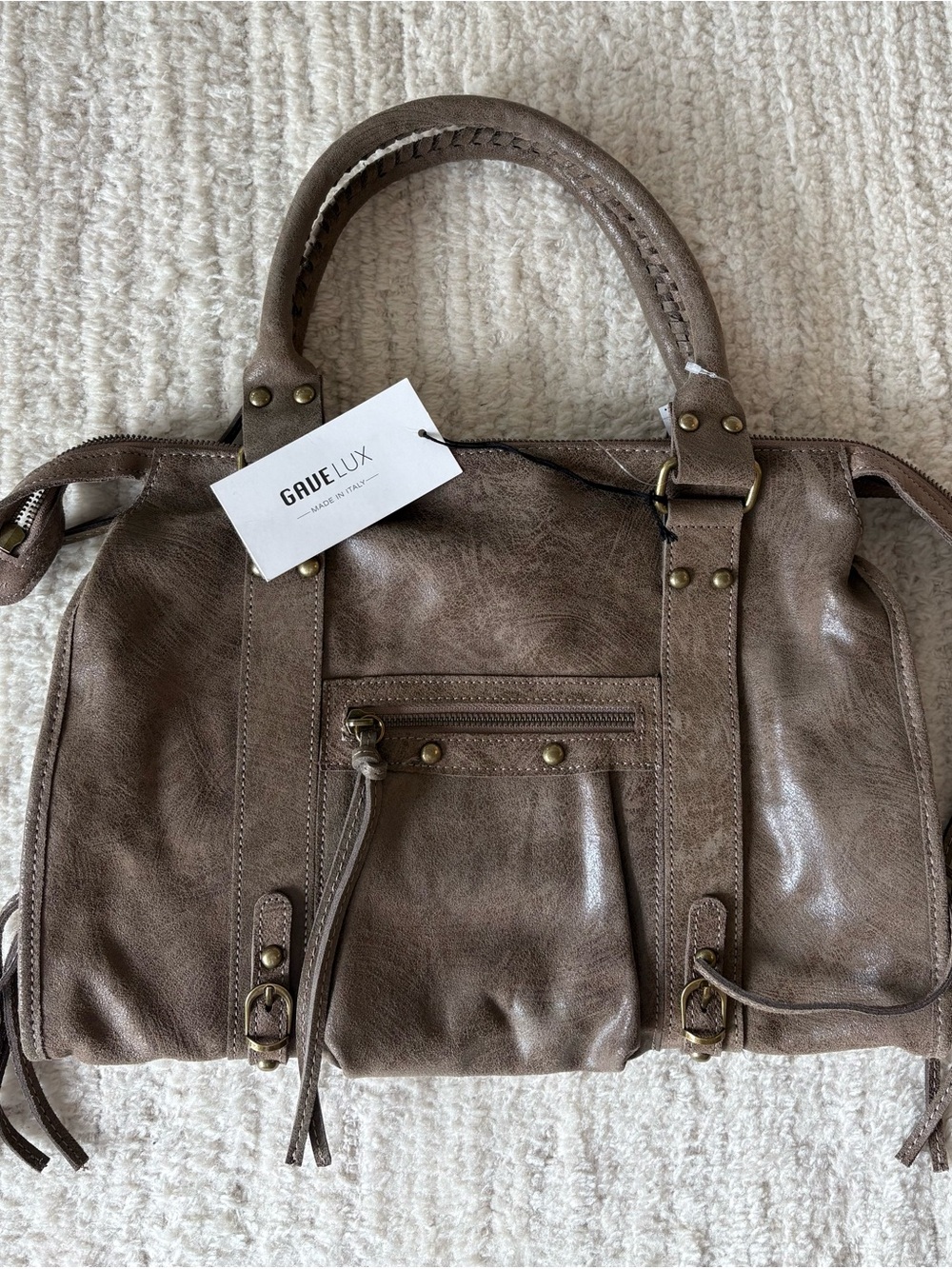New BALENCIAGA city style Distressed Leather Light Brown Bag crossbody